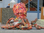 The colorful and quirky Ophelia, made from plastic beach trash
