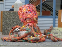 The colorful and quirky Ophelia, made from plastic beach trash